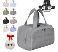 Cureaway Travel Cosmetic Bag, Curetoaway Large Capacity Wide-Open Travel Cosmetic Bag, 4-In-1 Multi-Functional Toiletry Bag for Women, Dry-and-Wet Separation with 4 Compartments (Gray)