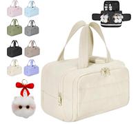 Cureaway Travel Cosmetic Bag, Curetoaway Large Capacity Wide-Open Travel Cosmetic Bag, 4-In-1 Multi-Functional Toiletry Bag for Women, Dry-and-Wet Separation with 4 Compartments (White)