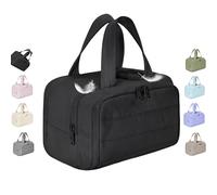 Cureaway Travel Cosmetic Bag, Large Capacity Wide-Open Travel Cosmetic Bag, 4-in-1 fluffy multifunctional large opening, for Toiletries Storage (Black)