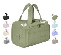 Cureaway Travel Cosmetic Bag, Large Capacity Wide-Open Travel Cosmetic Bag, 4-in-1 fluffy multifunctional large opening, for Toiletries Storage (Green)