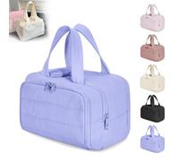 Cureaway Travel Cosmetic Bag, Large Capacity Wide-Open Travel Cosmetic Bag. 4-In-1 Puffy Multi-Functional Toiletry Bags, Suitable for daily travel and outings (Light purple)