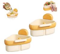 Curetoaway - Cestello angolare per lavello con ventosa, triangolare, con foro di scarico, per la raccolta dei rifiuti alimentari, scarico automatico, senza fori, per cucina (arancione, 2 pezzi)