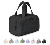 Curetoaway Travel Cosmetic Bag, Cureaway Large Capacity Wide-Open Travel Cosmetic Bag, 4-in-1 Waterproof Portable Puffy Makeup Package, with 4 Compartments and Handle (Black)