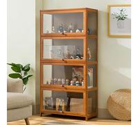 Curio - Armadietto con ante in acrilico, vetrina in vetro per libri e ufficio, libreria versatile marrone per soggiorno, stoccaggio e decorazione