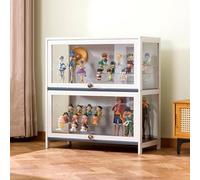 Curio - Armadietto con ante in acrilico, vetrina in vetro per libri e ufficio, libreria versatile marrone per soggiorno, stoccaggio e decorazione