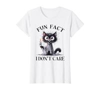 Curiosità di Halloween: Non Mi Interessa, Sciocco Gatto Divertente e sfigato Maglietta con Stampa Grafica Economica, Donna, Bianco, M