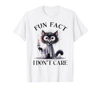 Curiosità di Halloween: Non Mi Interessa, Sciocco Gatto Divertente e sfigato Maglietta con Stampa Grafica Economica, Uomo, Bianco, L