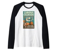 Curioso Colorado Camicia Dino Fossil Science Space Scopri Maglia con Maniche Raglan