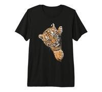 Curioso Cucciolo di Tigre Che sbircia Gatto Selvatico Maglietta Premium