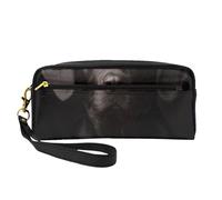 Curioso Labrador nero adottato, Borsa per il trucco Borsa per cosmetici Borsa da viaggio portatile da toilette Astuccio in pelle per donne e ragazze