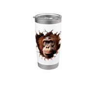 Curioso orangutan che sbircia attraverso il buco rotto Bicchiere termico in acciaio inox doppia parete