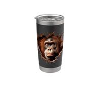 Curioso orangutan che sbircia attraverso il buco rotto Bicchiere termico in acciaio inox doppia parete
