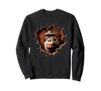 Curioso Orangutan Che sbircia Attraverso Il Buco Rotto Felpa