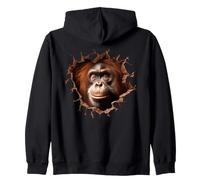Curioso Orangutan Che sbircia Attraverso Il Buco Rotto Felpa con Cappuccio