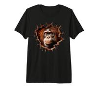 Curioso Orangutan Che sbircia Attraverso Il Buco Rotto Maglietta Premium