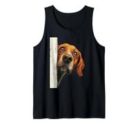 Curioso Peeking Hound Dog Art Canotta