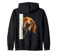 Curioso Peeking Hound Dog Art Felpa con Cappuccio
