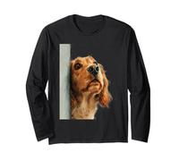 Curioso Spaniel Peeking Dog Art Maglia a Manica
