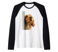 Curioso Spaniel Peeking Dog Art Maglia con Maniche Raglan