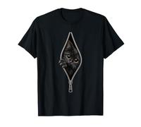 Curious Black Kitten Cat Zipper 3D Cat Lovers Men Women Kids Maglietta