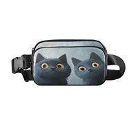 Curious Blue Cats elegante marsupio per donne, uomini e adolescenti, borsa a tracolla resistente all'acqua, antifurto, con cinghia regolabile, per viaggi, vacanze, corsa, Gatti blu curiosi, 1 size