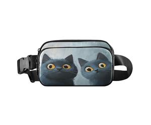 Curious Blue Cats elegante marsupio per donne, uomini e adolescenti, borsa a tracolla resistente all'acqua, antifurto, con cinghia regolabile, per viaggi, vacanze, corsa, Gatti blu curiosi, 1 size
