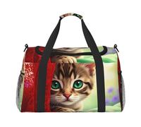 Curious Blue Eyed Kitten - Borsone da viaggio impermeabile, compatto, per sport, palestra e fine settimana, per uomini e donne