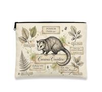 Curious Creature - Trousse da viaggio per cosmetici, stile vintage botanico, da donna, organizer portatile in tela con cerniera, borsa da toilette ispirata alla natura, Beige, 7x9 Inch, Creatura