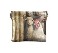 Curious Farm Animals Brown portamonete, portafoglio uomo donna portafogli slim, Animali da fattoria curiosi Marrone, 4.33x3.74In, Animali da fattoria curiosi Marrone
