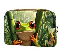 Curious Frog - Trousse per cosmetici a scacchi in bambù, morbida e portatile, per viaggi e casa, Multi, 18.5x7.5x13cm/7.3x3x5.1in, Art Deco