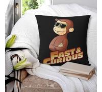 Curious George FAST AND CURIOUS V2 Federa quadrata per cuscino con cerniera per cuscino decorativo confortevole per casa camera da letto