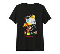 Curious George Hello Rain Spring Fun Maglietta Premium