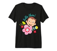 Curious George Hello There Spring Bloom Maglietta Premium