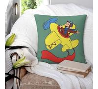 Curious George In An Airplan, federa quadrata per cuscino decorativo in poliestere, per casa, camera da letto