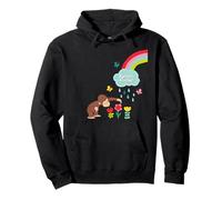 Curious George Rainbows And Flowers Spring Fun Felpa con Cappuccio