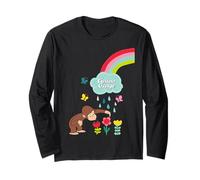 Curious George Rainbows And Flowers Spring Fun Maglia a Manica