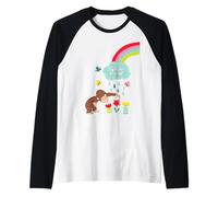 Curious George Rainbows And Flowers Spring Fun Maglia con Maniche Raglan