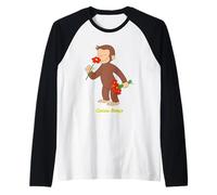 Curious George Stop And Smell The Flowers Maglia con Maniche Raglan