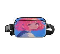 Curious Girl - Borsa a tracolla alla moda blu per donne, uomini, adolescenti, grande capacità, borsa a tracolla con tracolla regolabile, per viaggi, corsa, escursionismo, Pesce Combattente Estetico, 1