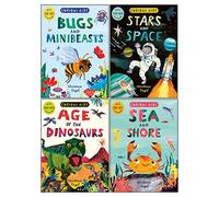 Curious Kids Pop-Up Collection 4 Books Set (Bugs and Minibeasts, Sea and Shore, Age of the Dinosaurs & Stars and Space)