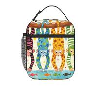 Curious Monkey - Borsa per il pranzo con manico staccabile | Dispositivo di raffreddamento compatto riutilizzabile della scatola del pranzo della prova di perdita per il viaggio di