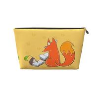 Curious Reading - Beauty case da viaggio in pelle di volpe, Beauty case 1 | Curious Reading - Kit per lavaggio in pelle stampata con volpe, un regalo pratico per, con ampia tasca con cerniera per