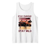 Curious Stay Wild Deer Sunset Nature Lover Outdoor Vintage Canotta