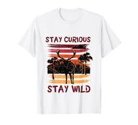 Curious Stay Wild Deer Sunset Nature Lover Outdoor Vintage Maglietta