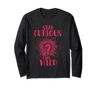 Curious Stay Wild Distressed Question Mark Motivational Maglia a Manica