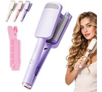 Curl Big Waves Instantly No-Damage 32mm U-Barrel Curler, 32mm Wavy Hair Curler, Deep U Shaped Barrel, 4 Adjustable Heat Settings, Salon Waves at Home for Different Hair Types (A-Purple)