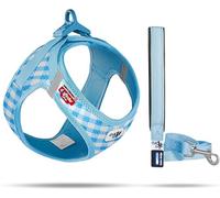 curli Vest Geschirr Clasp Air-Mesh Skyblue-Caro S & Leine M