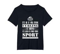 Curling Lover Smart People Sport Maglietta, Donna Plus-Size, Nero, 5X