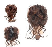 Curly Bun Hair Claw Clips,Messy Bun Hair Piece,Tousled Updo Hair Bun Curly Clip,Wavy Curly Hair Wrap Ponytail,Synthetic Hairpieces Hair Scrunchies Chignon For Women Girls (Light brown)