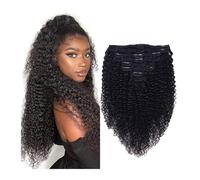 Curly Clip in Hair Extensions ,8 Pieces/Set Double Weft Brazilian Remy Human Hair for Black Women Facile installazione e rimozione(26inches)